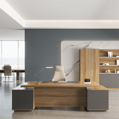 comprar Color nuez Gerente moderno Escritorio Muebles comerciales Soporte de personalización online manufacture