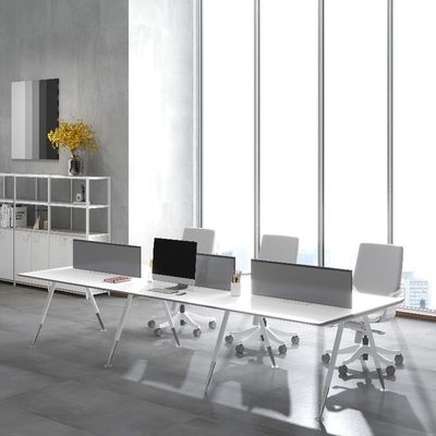 comprar Muebles de oficina comerciales personalización Cuatro personas Piernas de metal Mesa personalizable acabado blanco online manufacture