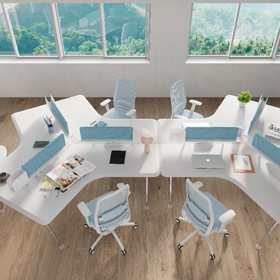 comprar Apoyo a la personalización Minimalista Moderno Divididor de pantalla Estación de trabajo de oficina Escritorio de empleados de 6 asientos Extra grueso hecho a medida online manufacture