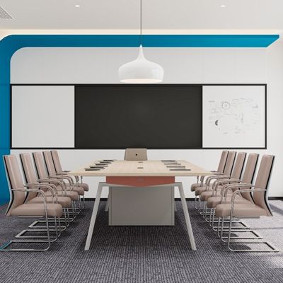 comprar Soporte de personalización Mesa de conferencias grande de 50 mm espesor superior con tomas de corriente en línea y caja de cable online manufacture