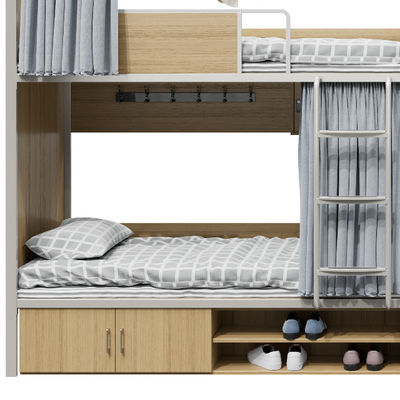 Support customization Student Dormitory Double-Decker Iron Frame Bunk Bed with Curtain Rack and 250 lbs Weight Capacity