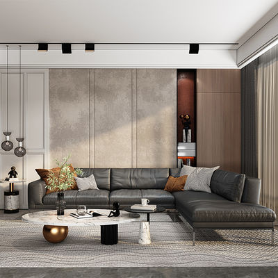comprar Soporte a la personalización Sofá de cuero nórdico Minimalismo Set Oficina Dormitorio Diseño seccional tradicional Piernas metálicas Sofas de un solo / tres asientos Hotel de estar online manufacture