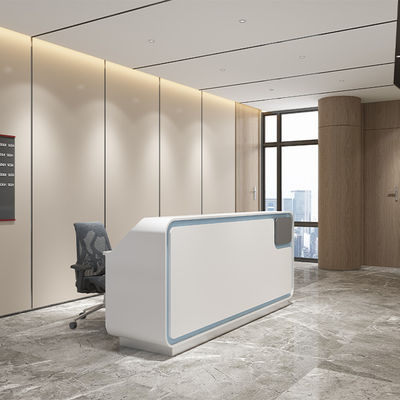comprar Apoyo a la personalización Moderno minimalista Recepción de panel frontal blanco Con marco azul para oficina Hotel Empresa de hospitales Entrada para saludar a los clientes online manufacture