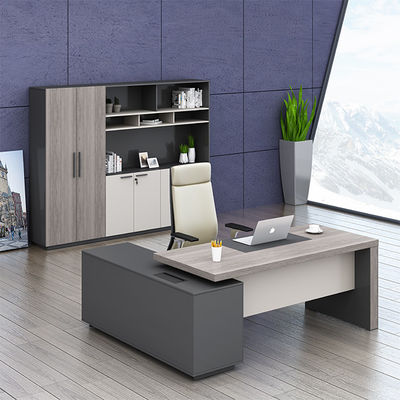 comprar Escritorio de oficina de jefe de lujo moderno, personalización de soporte Escritorio ejecutivo de nivel gerencial, escritorio de panel de MDF de madera grande, diseño clásico oscuro, uso de oficina online manufacture