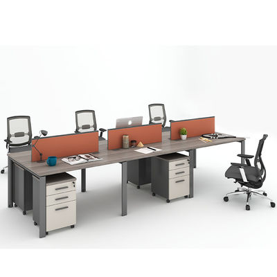 comprar Escritorio de personal blanco para cuatro personas frente a la empresa con pantalla de escritorio de color brillante y textura de caja de cables personalizada para la oficina online manufacture