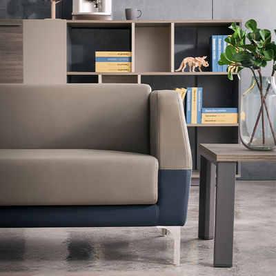 Modern Hot Selling Office Furniture Sofa, Stainless Steel Foot Leather Business Reception Sofa, Office Sofa Set