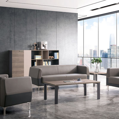 comprar Sofá de oficina moderno de recepción de negocios Sofá con muebles de pie de cuero de acero inoxidable y base de piernas de acero online manufacture