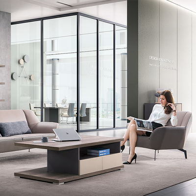 Modern Three Person Business Hotel Reception And Reception Room, Lobby For Negotiation, Office Sofa, Leather Sofa, Coffee Table Combination