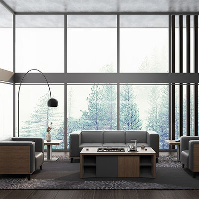 comprar Sofá de cuero de combinación modular minimalista moderno de base de acero para área de descanso Recepción y negociación de la compañía online manufacture