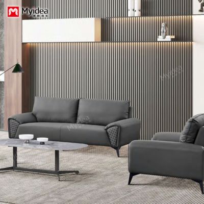 comprar Nuevo sofá para recepción comercial, nuevo espacio de oficina de cuero de gato, sofá de recepción de alta gama para invitados online manufacture