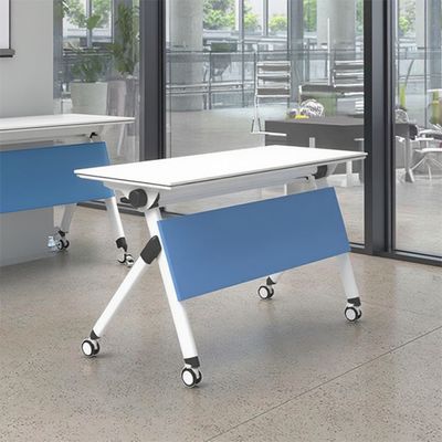 Minimally Designed Steel Legged Foldable Training Table For Easy Mobility, With A Learning Board And A Single Person Conference Table