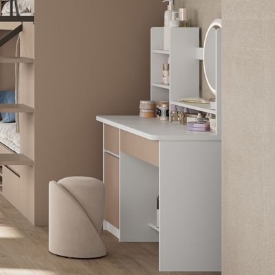 Apartment Makeup Table, Bedside Dressing Table, Cosmetics Storage Rack, Bedroom With Stool, Dressing Table