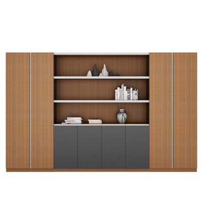 Large Office Back Cabinet With Aluminum Alloy Edging Design, Book Display, Independent Office Back Cabinet