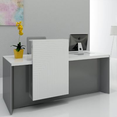 comprar Mostrador frontal brillante pintado de blanco, diseño moderno, mostrador frontal de lujo ligero, vestíbulo de hotel comercial, mostrador de caja y recepción online manufacture