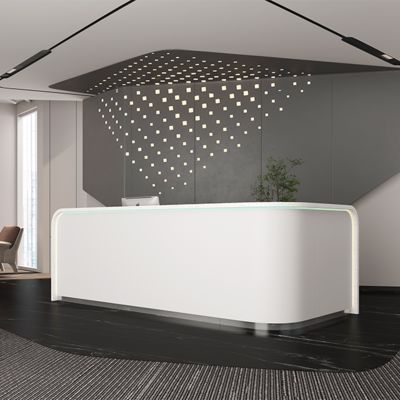 comprar Encimera de piedra artificial con textura, mostrador de recepción de hotel, mostrador de servicio, escritorio de recepción de empresa, moderno y elegante, curvo online manufacture