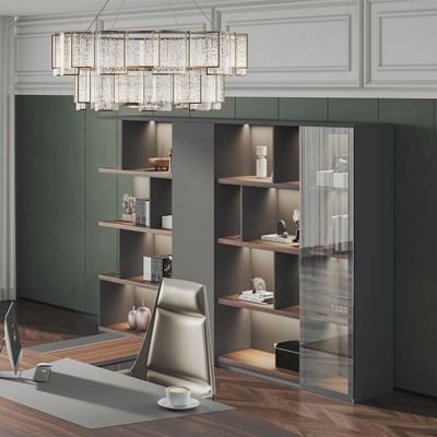 Dark Colored Large Storage Cabinet, Boss Space, Back Cabinet, Display Cabinet, Foshan Furniture