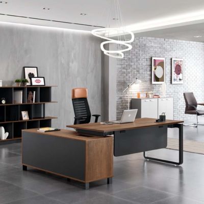 comprar personalización Elegante escritorio de oficina moderno para una sola persona con tablero de escritorio grande para la estación de trabajo de la computadora del jefe online manufacture