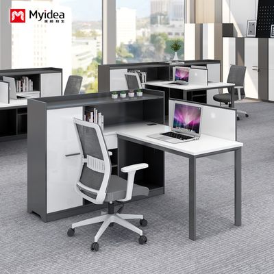 comprar Escritorio de oficina moderno y minimalista en forma de L para almacenamiento, escritorio de computadora práctico, escritorio con mampara para personal de un solo lado online manufacture