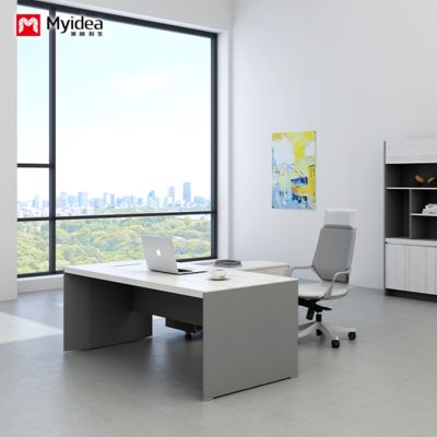 comprar escritorio de oficina con proceso de pintura blanca para hornear personalizado, escritorio moderno y a la moda para jefe, mobiliario de oficina, escritorio para computadora online manufacture