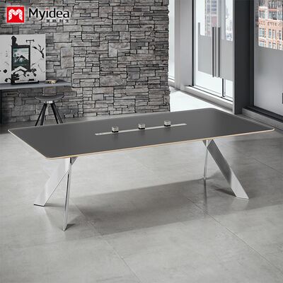 customization Eleganthigh-end, fashionable office and conference table with shiny stainless steel feet, soft and comfortable skin feel fabric