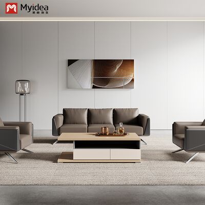 comprar Sofá de cuero con patas metálicas de uso comercial moderno y respetuoso con el medio ambiente online manufacture