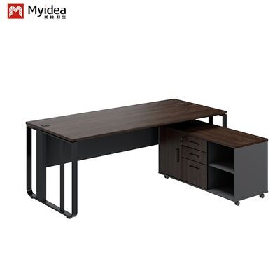 comprar Un escritorio ejecutivo de lujo contemporáneo para jefes con diseño de patas de acero y sub-armario de almacenamiento para edificios de oficinas online manufacture