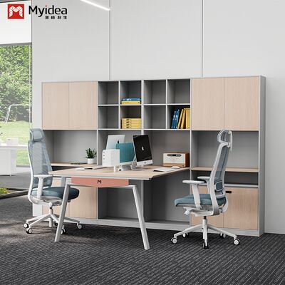 comprar Escritorio de trabajo de madera con pantalla de tela de acero, gabinete de almacenamiento grande Muebles de oficina independientes online manufacture