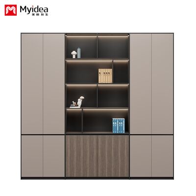 Glass Door Filing Cabinet, Office Back Cabinet with Light Strip Filing Cabinet