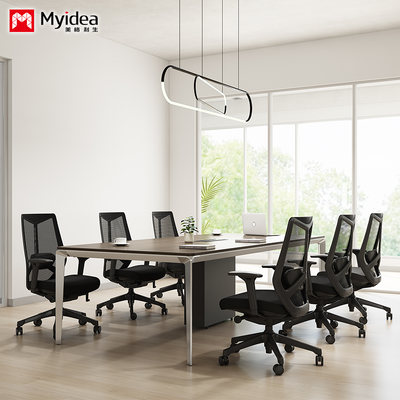 comprar Mesa de conferencias con cableado ajustable, pies de acero de aleación de aluminio fundido a presión, sala de conferencias versátil online manufacture