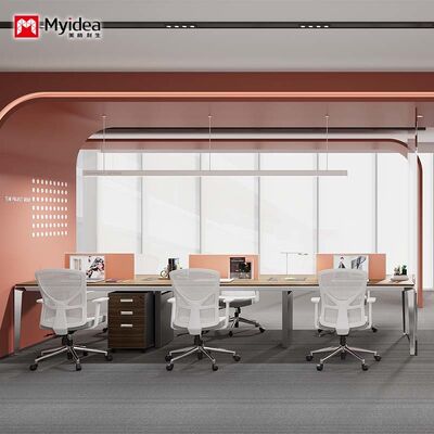 comprar Estación de trabajo cara a cara de grado comercial con marco de acero, canales de cable integrados y divisor de escritorio – Perfecta para espacios de equipo corporativos. online manufacture