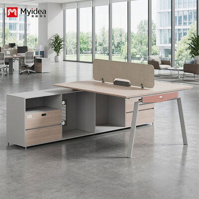 comprar Estación de trabajo opuesta Plug-and-Work con enchufes eléctricos integrados, divisor de tela y patas de acero de alta resistencia – Perfecta para oficinas de equipo. online manufacture