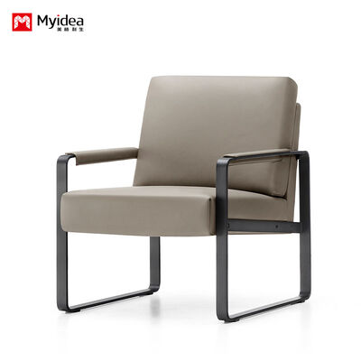 Comprar Sofá de recepción de cuero de un solo asiento para oficina ejecutiva, espuma de resistencia de alta densidad para comodidad, piernas de acero carbono con rociado negro para durabilidad online manufacture