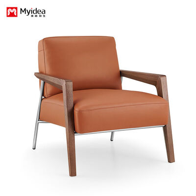 Comprar Sofá de salón de cuero ejecutivo de un solo asiento con espuma de rebote de alta densidad, madera de ceniza + patas de acero inoxidable online manufacture