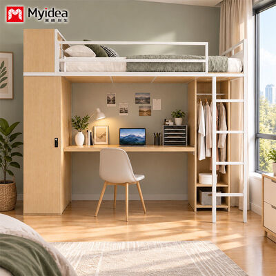 Comprar Metal-Wood Loft Bunk Bed with Desk & Large Storage, Heavy-Duty Steel-Wood Structure, Ideal for Apartment, Dormitory & Hostel Use online manufacture