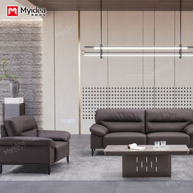 Simple luxury solid wood frame office sofa set lightweight luxury business office furniture library sofa