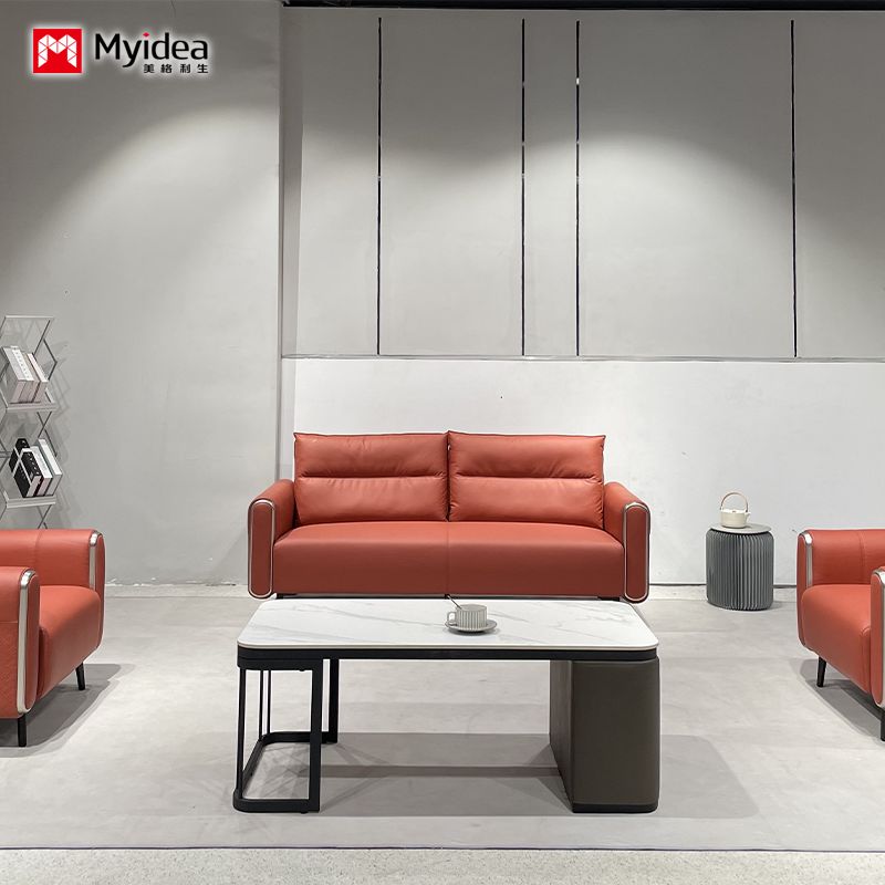 Modern Luxury New Leather Office Sofa Set Business Reception Company Furniture Boss School Hotel Office Sofa