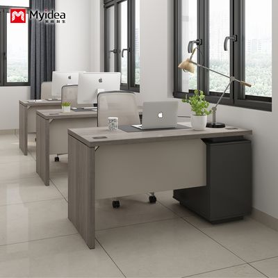 Escritorio de oficina minimalista moderno para almacenamiento, escritorio de computadora práctico, escritorio con mampara para personal de un solo lado