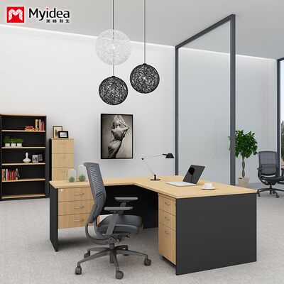 Escritorio Ejecutivo Clásico Personalizable con Gabinetes, Cajones, Almacenamiento de Archivos y Datos, Computadora de la Empresa, Escritorio de Oficina, Escritorio de Gerente